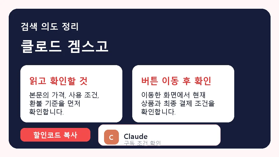 클로드 겜스고 결제 전 체크리스트 정보 이미지