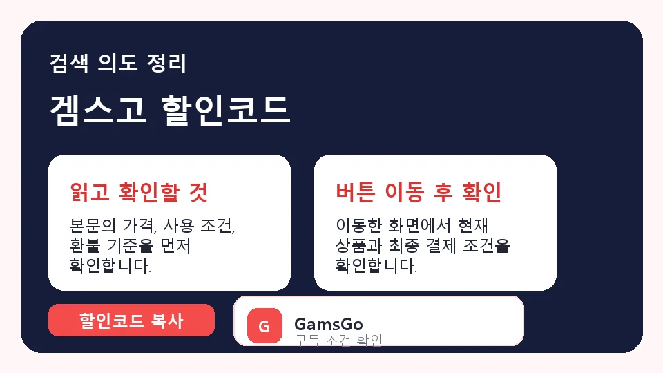겜스고 할인코드 결제 전 체크리스트 정보 이미지