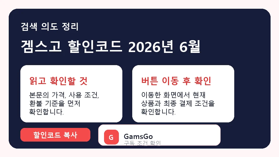 겜스고 할인코드 2026년 6월 결제 전 체크리스트 정보 이미지