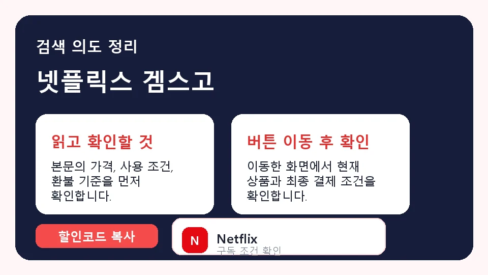 넷플릭스 겜스고 결제 전 체크리스트 정보 이미지